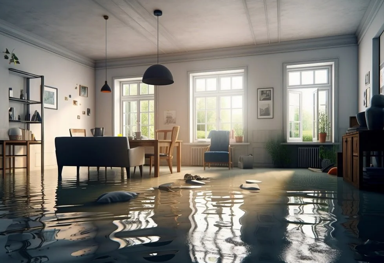 Aerial view of Grove City neighborhood submerged in floodwaters, showcasing the importance of comprehensive flood insurance coverage. Insurance Company Grove City offers specialized policies to protect homeowners from natural disasters.